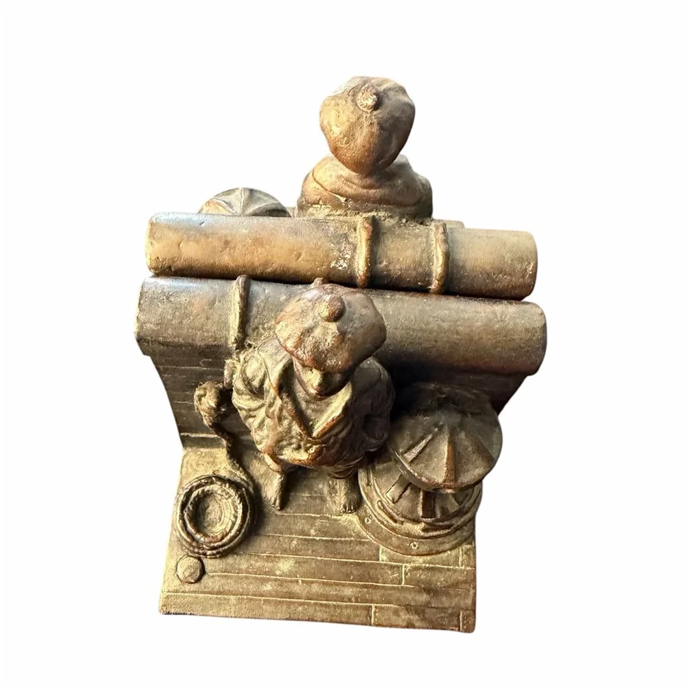 Antique Solid Brass Nautical Bookends Signed KBW | Sailor Maritime Decor - Picture 9 of 11